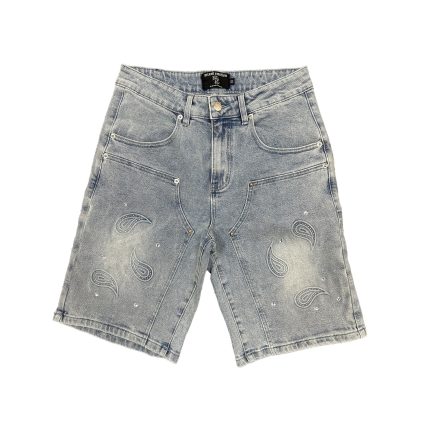 Mixe Demotion Paisley Denim Blue Shorts