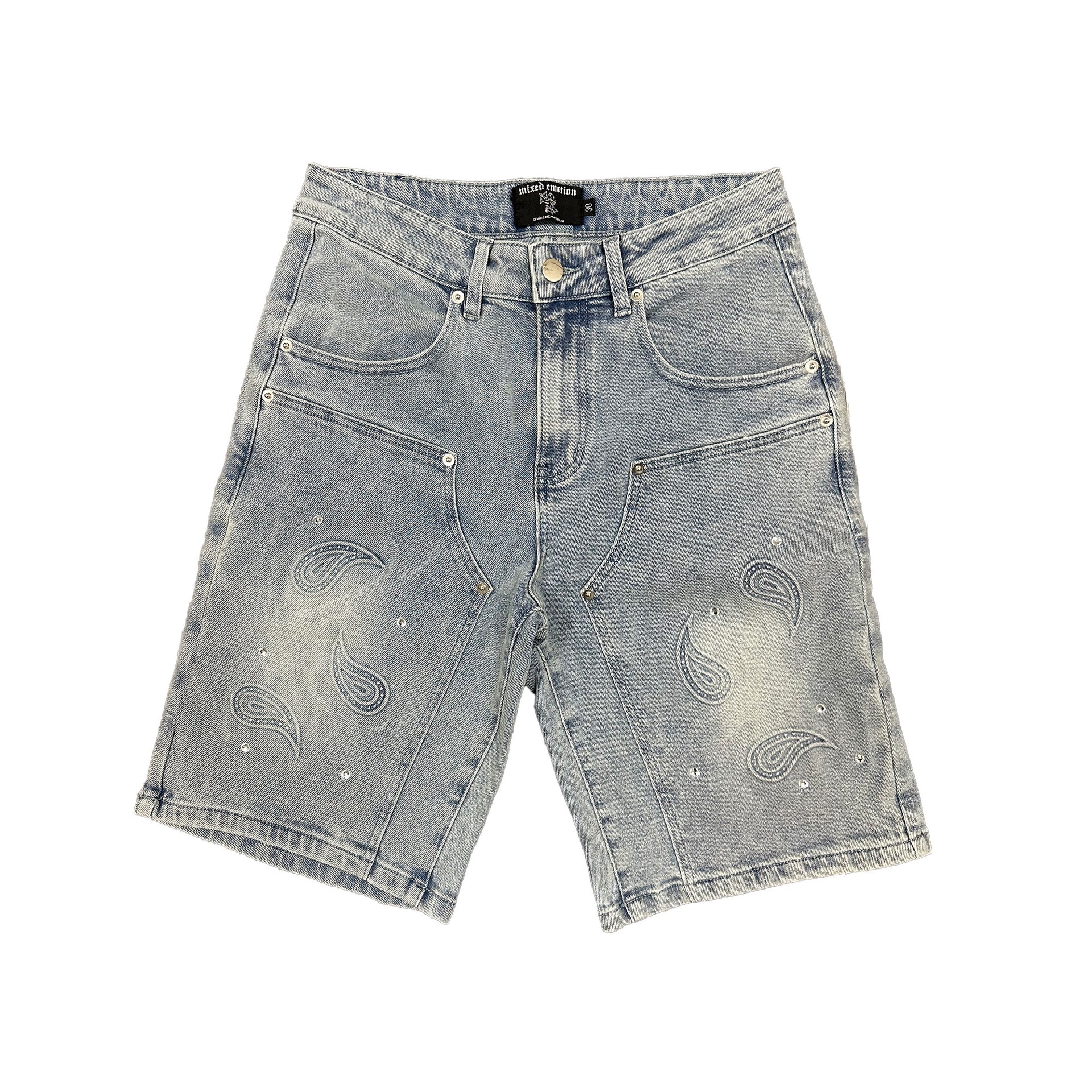 Mixe Demotion Paisley Denim Blue Shorts Mixe Demotion Paisley Denim Blue Shorts