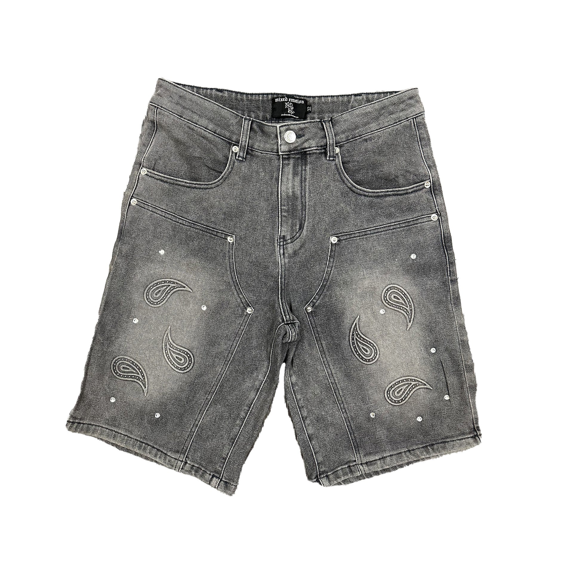 Mixe Demotion Paisley Denim Grey Shorts Mixe Demotion Paisley Denim Grey Shorts