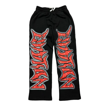Mixed Emotion Black Graffiti Rhinestone Sweatpants