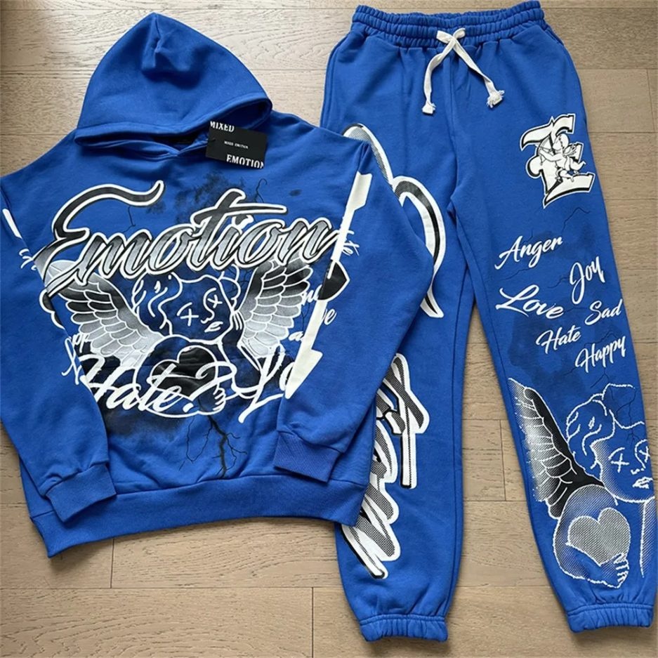 Mixed Emotion Brand Graffiti Blue Tracksuit Mixed Emotion Brand Graffiti Blue Tracksuit