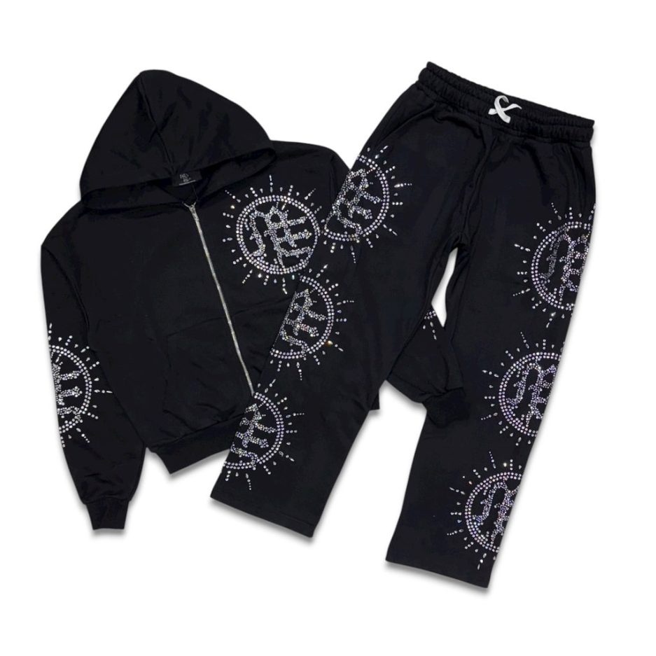 Mixed Emotion Eclipse Rhinestone Tracksuit Black Mixed Emotion Eclipse Rhinestone Tracksuit Black