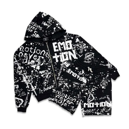 Mixed Emotion Graffiti Short Set Black
