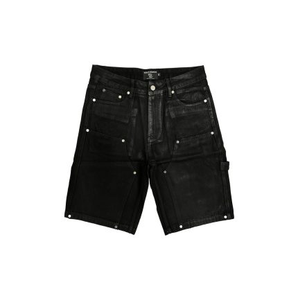 Mixed Emotion Worker Wax Denim Shorts Black