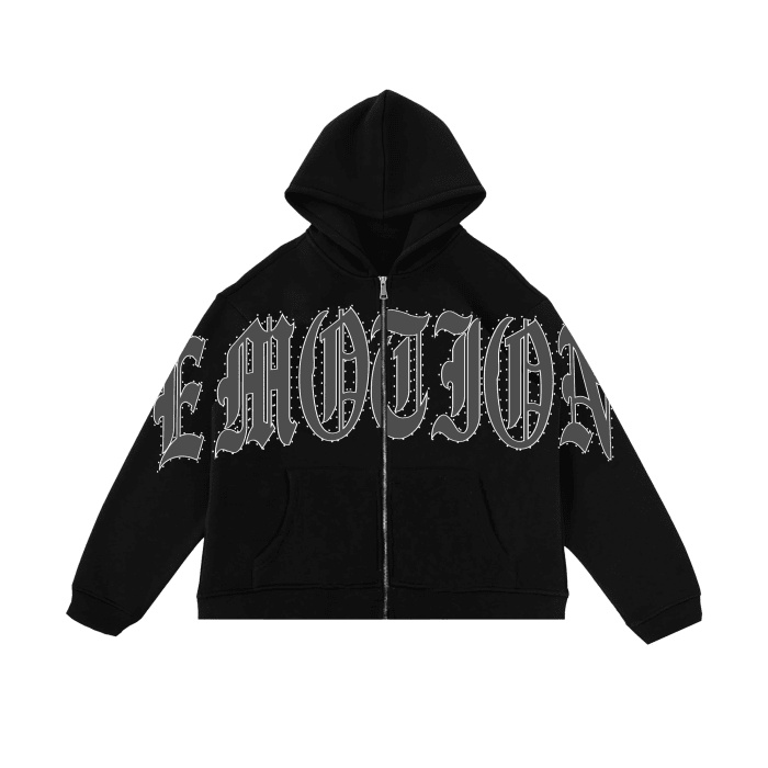 Mixed Emotional Logo Signature Black Hoodie Mixed Emotional Logo Signature Black Hoodie