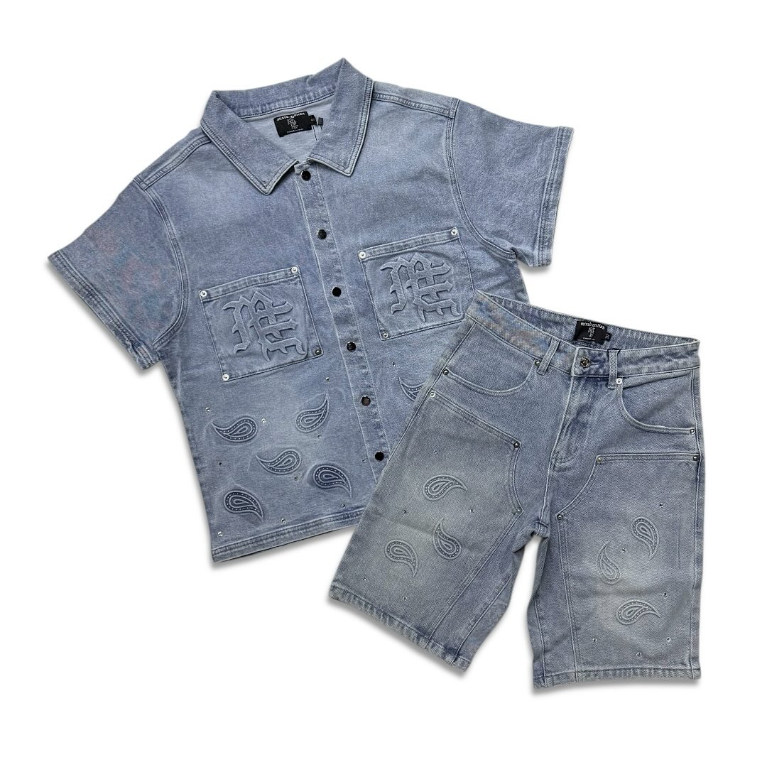 Mixed Emotions Blue Denim Short Set Mixed Emotions Blue Denim Short Set